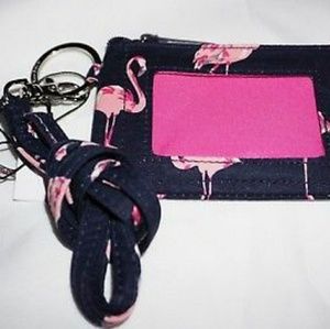 Vera Bradley LANYARD & ZIP ID CASE flamingo Fiesta